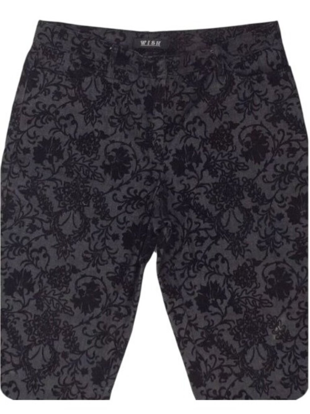 Y2K Black Floral Velvet Mid Rise Flare Jeans | Mob Wife Dark Academia Whimsigoth - Picture 3 of 10